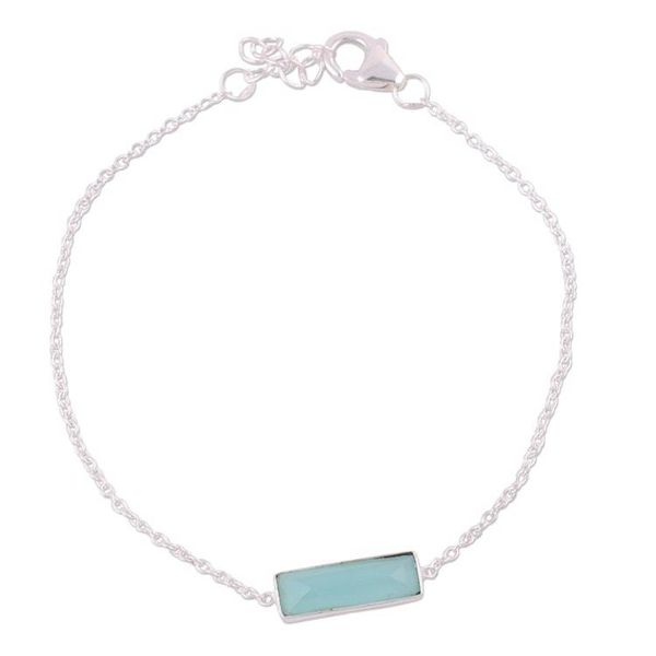 Alternate image for Chalcedony and Sterling Silver Bracelet from India Elegant Prism