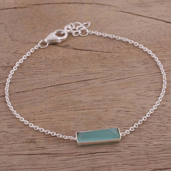 Alternate image for Chalcedony and Sterling Silver Bracelet from India Elegant Prism
