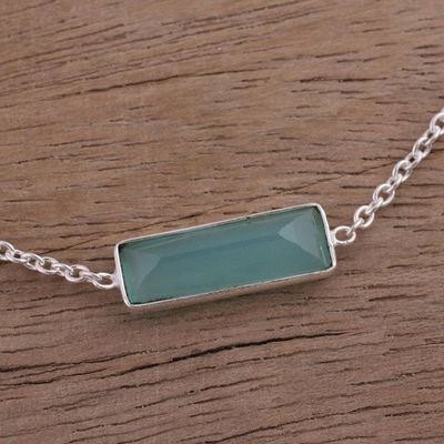 Alternate image for Chalcedony and Sterling Silver Bracelet from India Elegant Prism