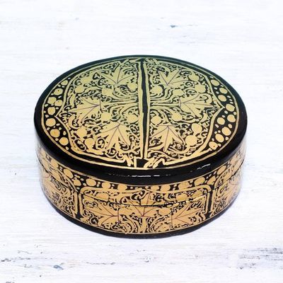 Alternate image for Black and Gold Papier Mache Decorative Box from India Serene Grandeur