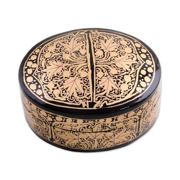 Alternate image for Black and Gold Papier Mache Decorative Box from India Serene Grandeur
