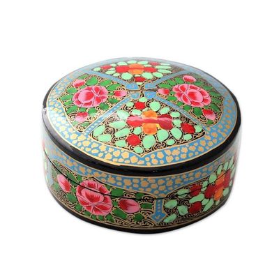 Alternate image for Artisan Crafted Papier Mache Coasters with Holder Set of 6 Kashmir Floral