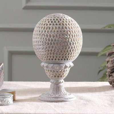 Primary image for Globe-Shaped Openwork Hand-Carved Soapstone Tealight Holder Reflection from the Past