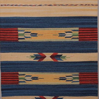 Alternate image for Handwoven Geometric Fringed Cotton Dhurrie Runner 2x7 Geometric Floral Harmony