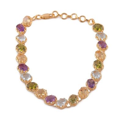 Alternate image for 22k Gold-Plated 20-Carat Gemstone Tennis-Style Bracelet Sparkling Victory