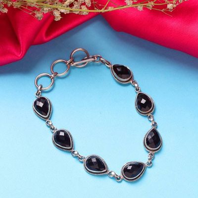 Alternate image for Artisan-Made Classic Black Onyx Link Bracelet from India Puissant Princess
