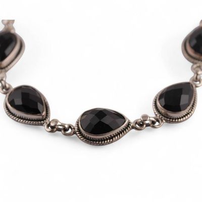 Alternate image for Artisan-Made Classic Black Onyx Link Bracelet from India Puissant Princess