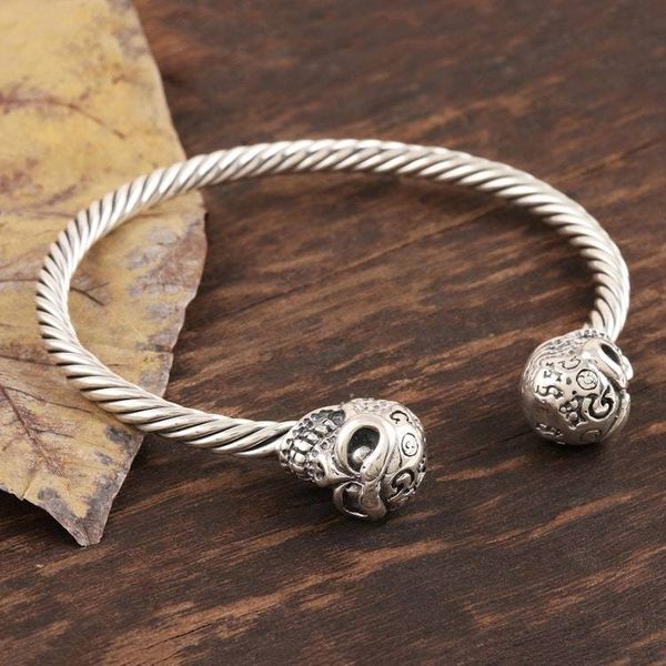 Alternate image for Artisan Crafted Skull Cuff Bracelet from India Twin Skulls