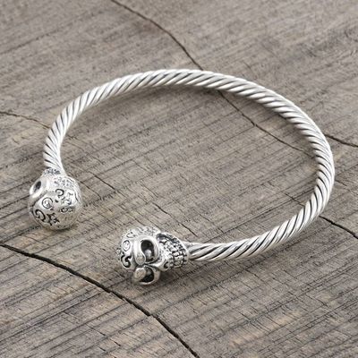 Alternate image for Artisan Crafted Skull Cuff Bracelet from India Twin Skulls