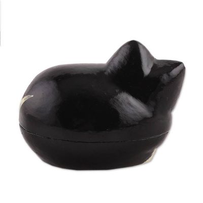 Alternate image for Hand-Painted Papier Mache Cat Decorative Box from India Majestic Cat