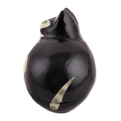 Alternate image for Hand-Painted Papier Mache Cat Decorative Box from India Majestic Cat