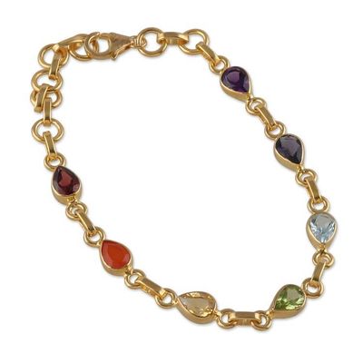 Alternate image for 22k Gold-Plated Multi-Gemstone Chakra Bracelet from India Inner Dazzle