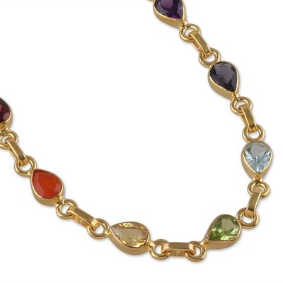 Alternate image for 22k Gold-Plated Multi-Gemstone Chakra Bracelet from India Inner Dazzle