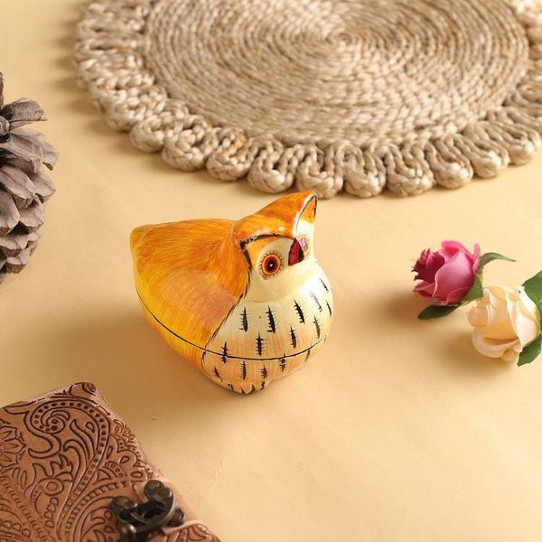Alternate image for Hand-Painted Papier Mache Owl Decorative Box from India Owl Master