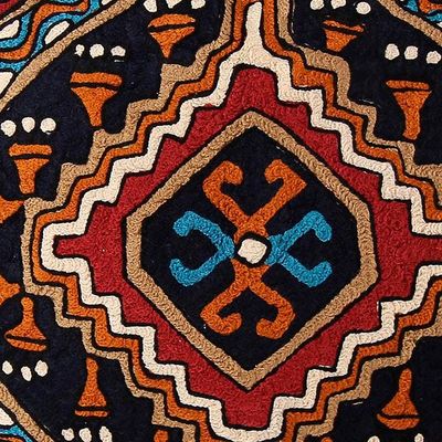 Alternate image for Pair of Cotton Cushion Covers with Chain Stitch Embroidery Hypnotic Kites