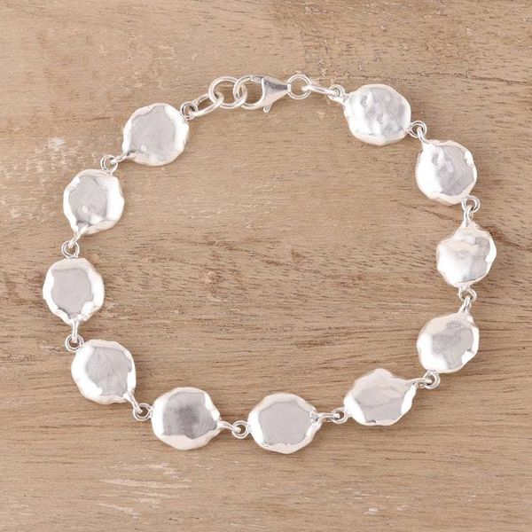 Alternate image for Abstract Sterling Silver Link Bracelet Crafted in India Abstract Beauty