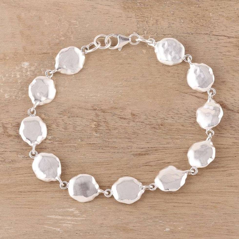 Abstract Sterling Silver Link Bracelet Crafted in India 'Abstract Beauty'