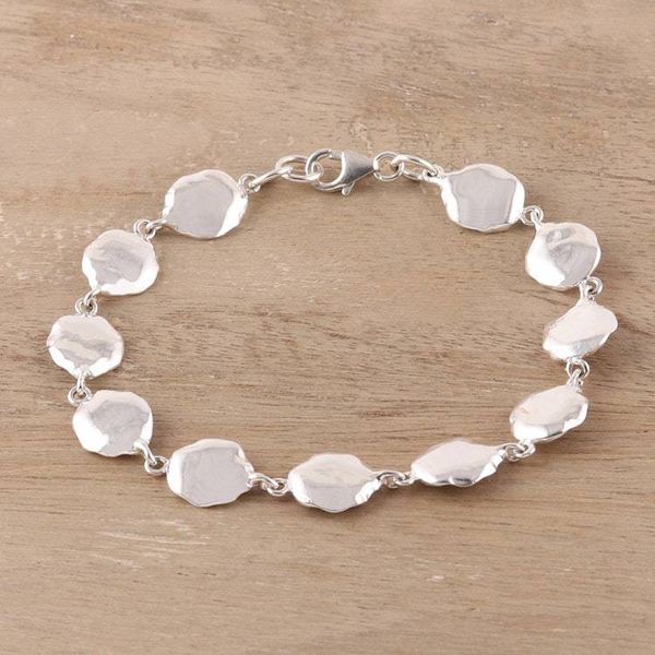 Alternate image for Abstract Sterling Silver Link Bracelet Crafted in India Abstract Beauty