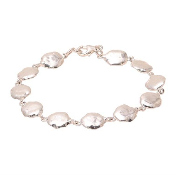 Alternate image for Abstract Sterling Silver Link Bracelet Crafted in India Abstract Beauty