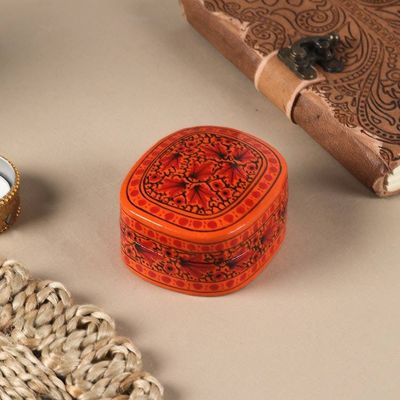 Primary image for Hand Painted Papier Mache Decorative Box from India Graceful Delight