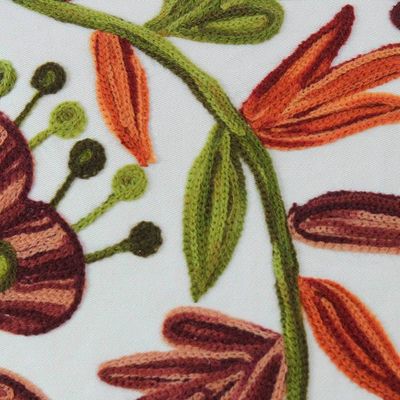 Alternate image for Pair of Nature-Themed Embroidered Cotton Cushion Covers Floral Majesty