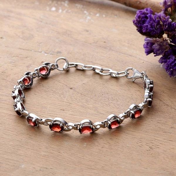 Alternate image for Rhodium-Plated Sterling Silver Bracelet with 11-Carat Garnet Passionate Vine