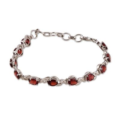 Alternate image for Rhodium-Plated Sterling Silver Bracelet with 11-Carat Garnet Passionate Vine