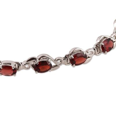 Alternate image for Rhodium-Plated Sterling Silver Bracelet with 11-Carat Garnet Passionate Vine