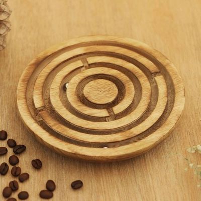 Alternate image for Hand Made Mango Wood Labyrinth Board Game Maze Fantasy