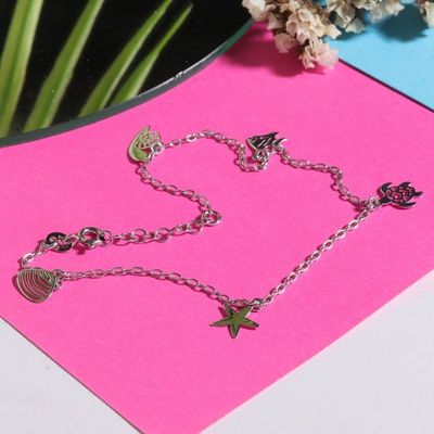 Alternate image for Silver Anklet with Sea Life-Themed Charms from India Ocean Shine