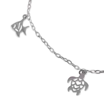 Alternate image for Silver Anklet with Sea Life-Themed Charms from India Ocean Shine
