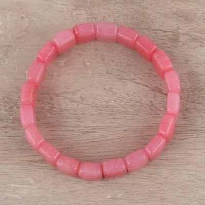 Alternate image for Agate Beaded Stretch Bracelet in Pink from India Harmonious Beauty in Pink