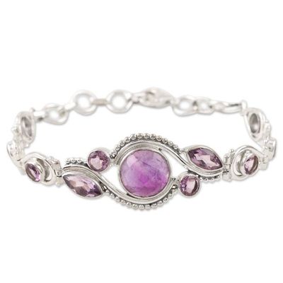 Alternate image for Sterling Silver and Amethyst Pendant Bracelet Earth Glow in Lilac