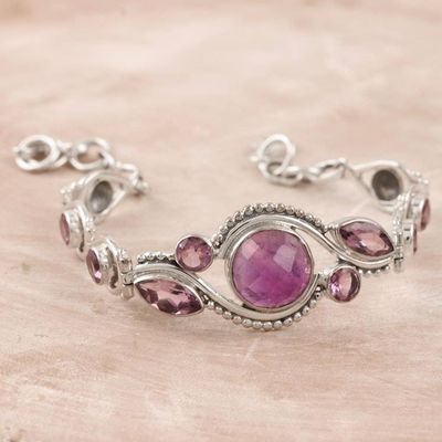 Alternate image for Sterling Silver and Amethyst Pendant Bracelet Earth Glow in Lilac