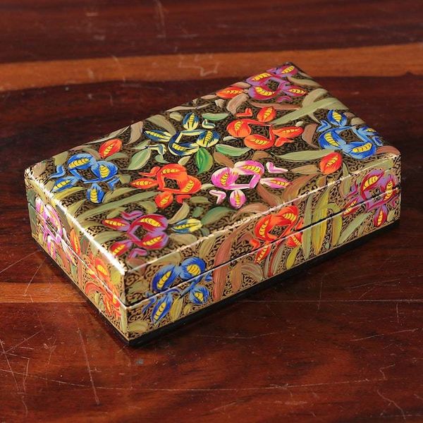 Alternate image for Floral Hand-Painted Colorful Papier Mache Decorative Box Colorful Spring