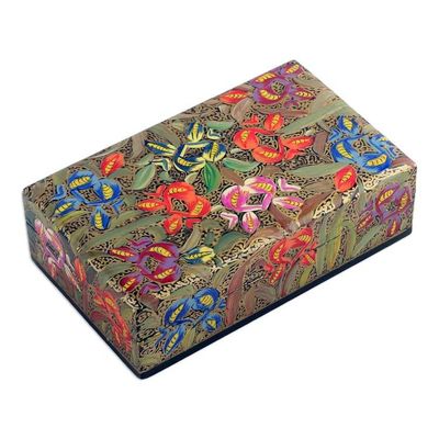 Alternate image for Floral Hand-Painted Colorful Papier Mache Decorative Box Colorful Spring