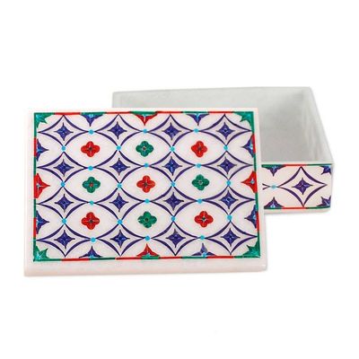 Alternate image for Hand Made Floral Marble Inlay Jewelry Box Floral Symmetry