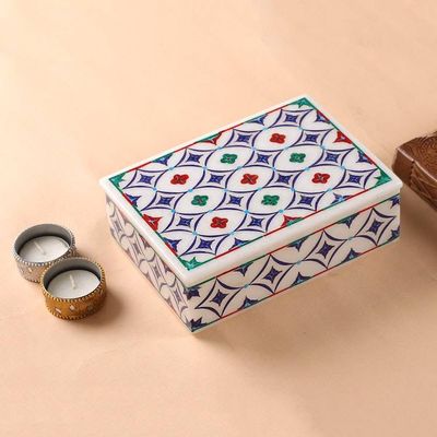 Alternate image for Hand Made Floral Marble Inlay Jewelry Box Floral Symmetry