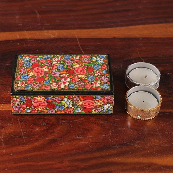 Alternate image for Spring-Themed Hand-Painted Papier Mache Decorative Box Blossoms from the Valley