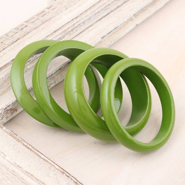 Alternate image for Set of 4 Mango Wood Green Bangle Bracelets from India Olive Fusion