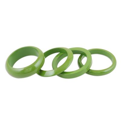 Alternate image for Set of 4 Mango Wood Green Bangle Bracelets from India Olive Fusion