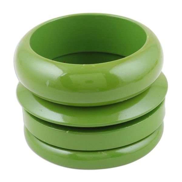 Alternate image for Set of 4 Mango Wood Green Bangle Bracelets from India Olive Fusion