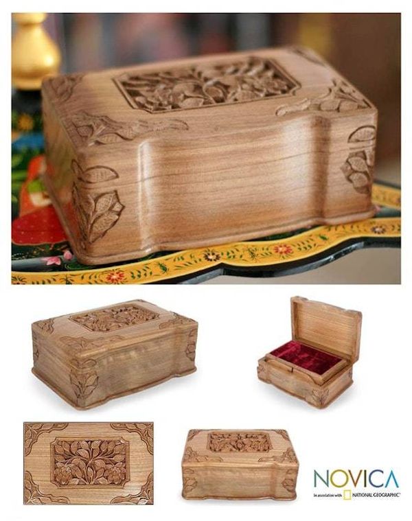 Alternate image for Fair Trade Floral Wood Jewelry Box Eternal Attraction