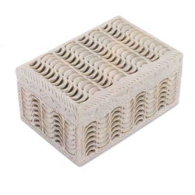 Alternate image for Jali Openwork Rectangular Natural Soapstone Decorative Box Jali Waves