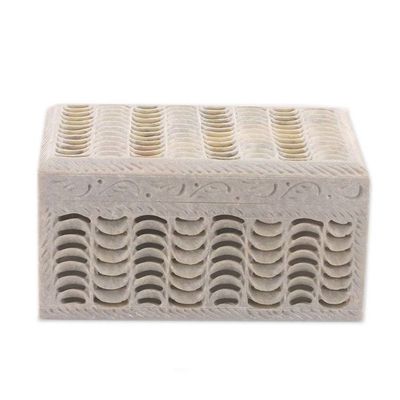 Alternate image for Jali Openwork Rectangular Natural Soapstone Decorative Box Jali Waves