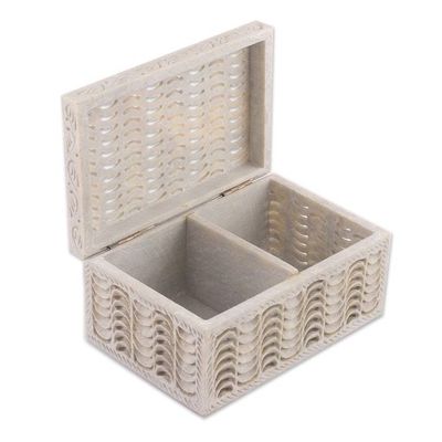 Alternate image for Jali Openwork Rectangular Natural Soapstone Decorative Box Jali Waves
