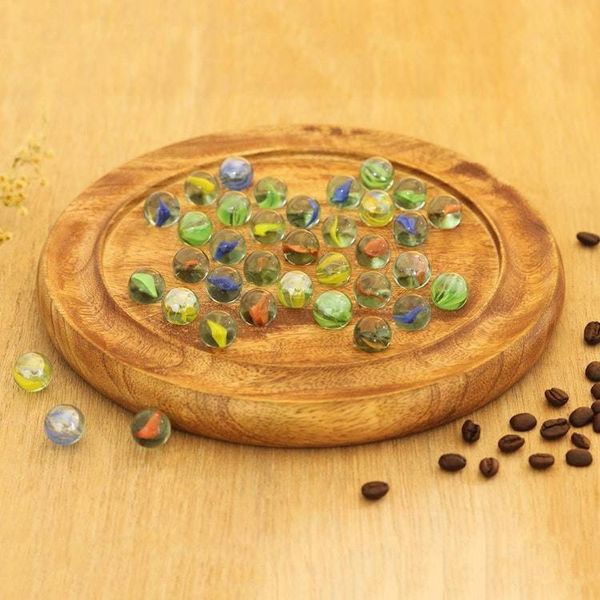 Alternate image for Hand Carved Mango Wood Solitaire Marble Board Game Game of Patience