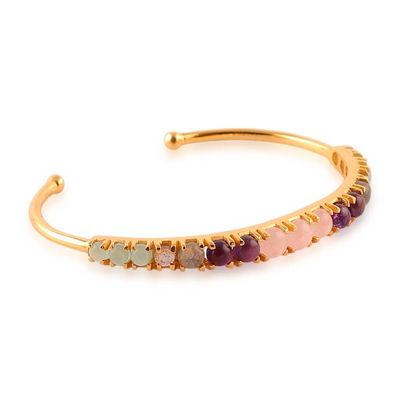 Alternate image for 18k Gold-Plated Cuff Bracelet with Colorful Gemstones Rainbow Radiance