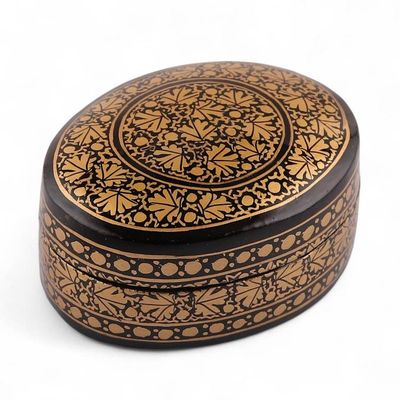Alternate image for Hand-Painted Leaf-Patterned Papier Mache Wood Decorative Box Nighttime Vine