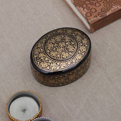 Alternate image for Hand-Painted Leaf-Patterned Papier Mache Wood Decorative Box Nighttime Vine